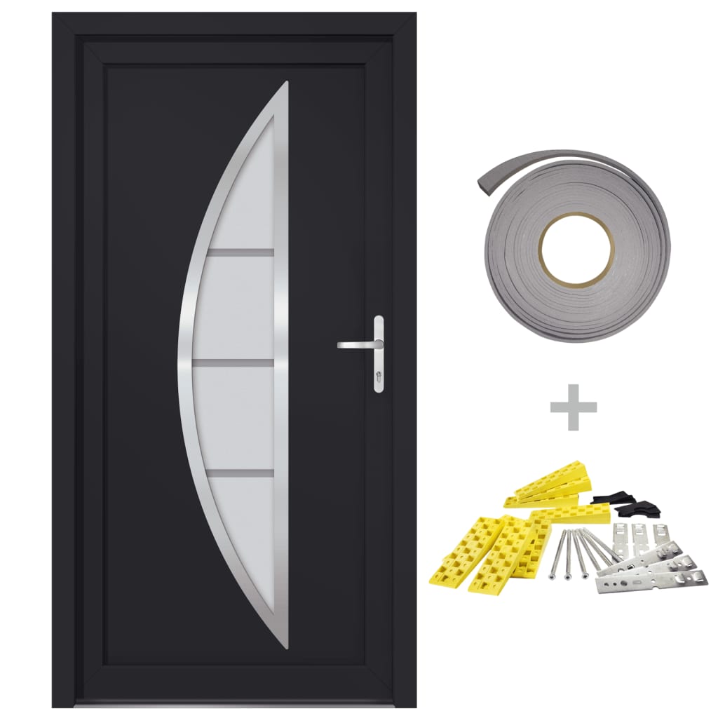 vidaXL Porte d'entrée anthracite 88x200 cm PVC