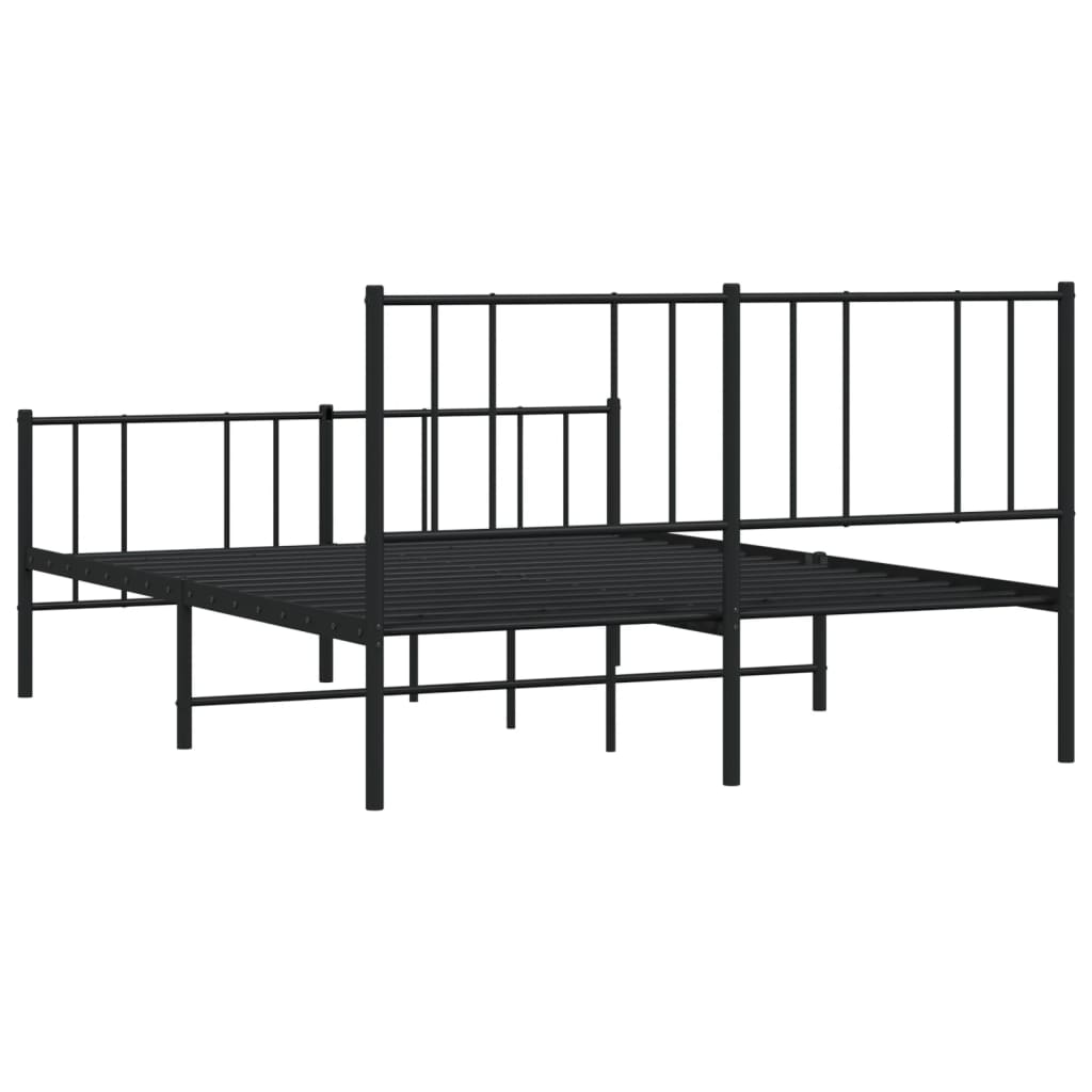 vidaXL Cadre de lit métal sans matelas avec pied de lit noir 140x190cm