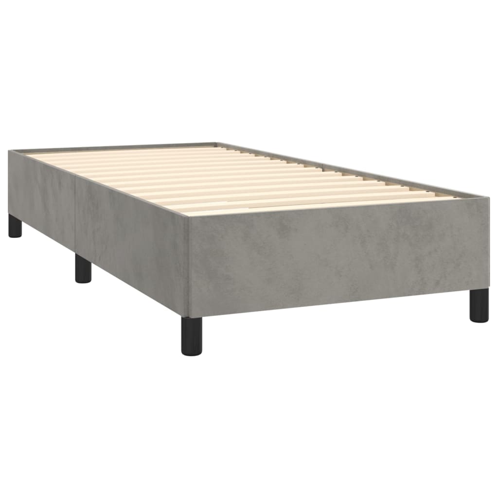 vidaXL Sommier à lattes de lit et matelas Gris clair 90x200 cm Velours