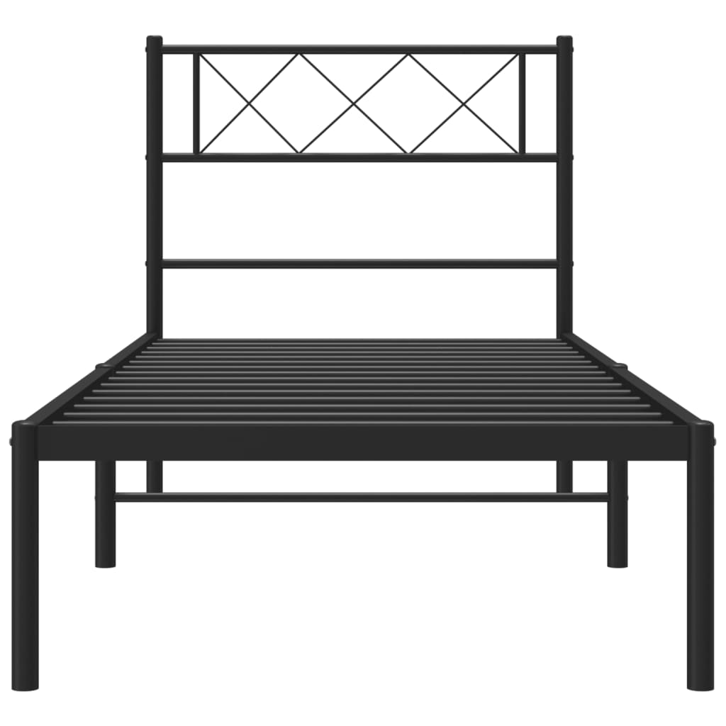 vidaXL Cadre de lit métal sans matelas avec tête de lit noir 100x190cm