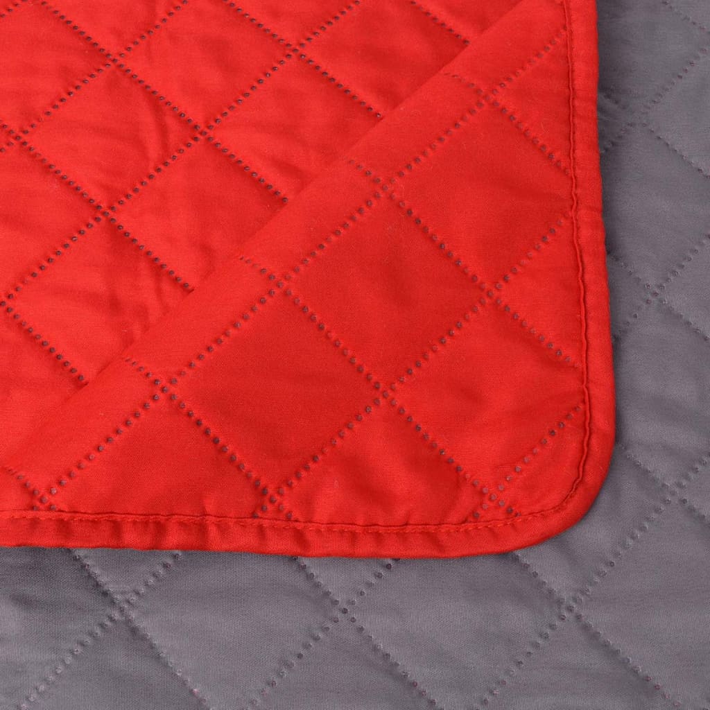 vidaXL Couvre-lit matelassé double-face Rouge et gris 230x260 cm