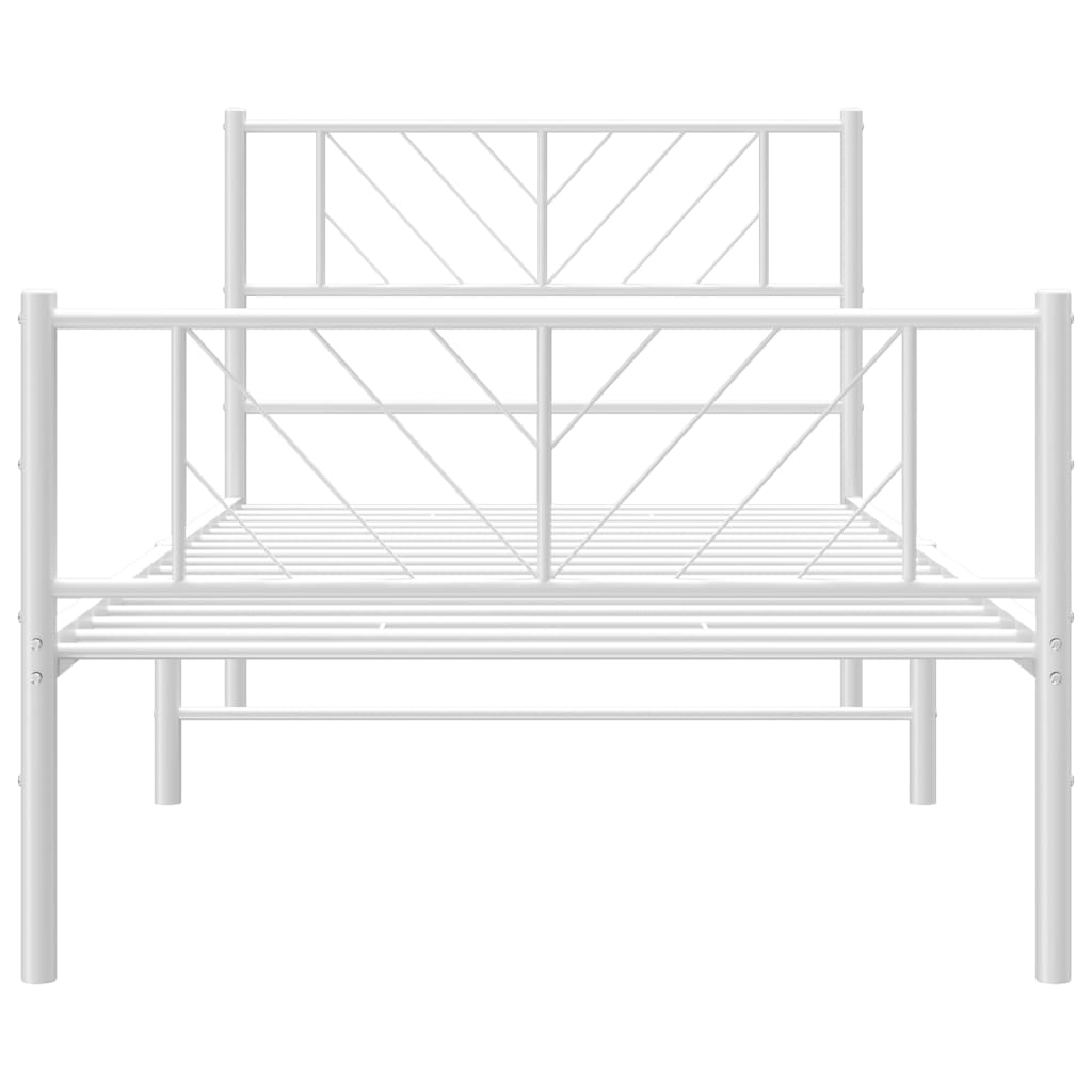 vidaXL Cadre de lit métal sans matelas avec pied de lit blanc 90x200cm