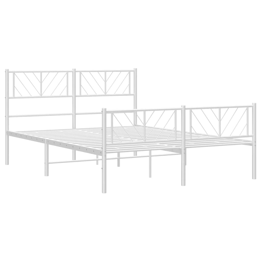 vidaXL Cadre de lit métal sans matelas et pied de lit blanc 120x200 cm