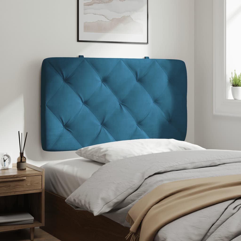 vidaXL Coussin de tête de lit bleu 80 cm velours