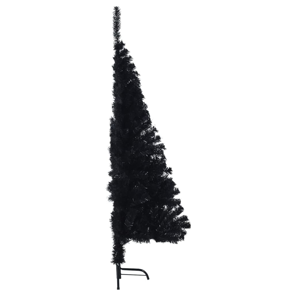 vidaXL Demi sapin de Noël artificiel avec support Noir 150 cm PVC