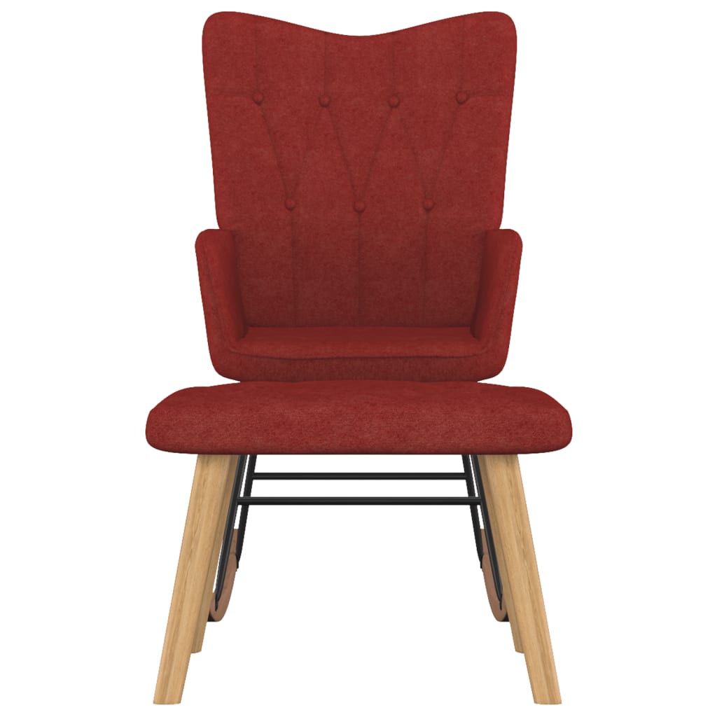 vidaXL Chaise à bascule avec tabouret Rouge bordeaux Tissu