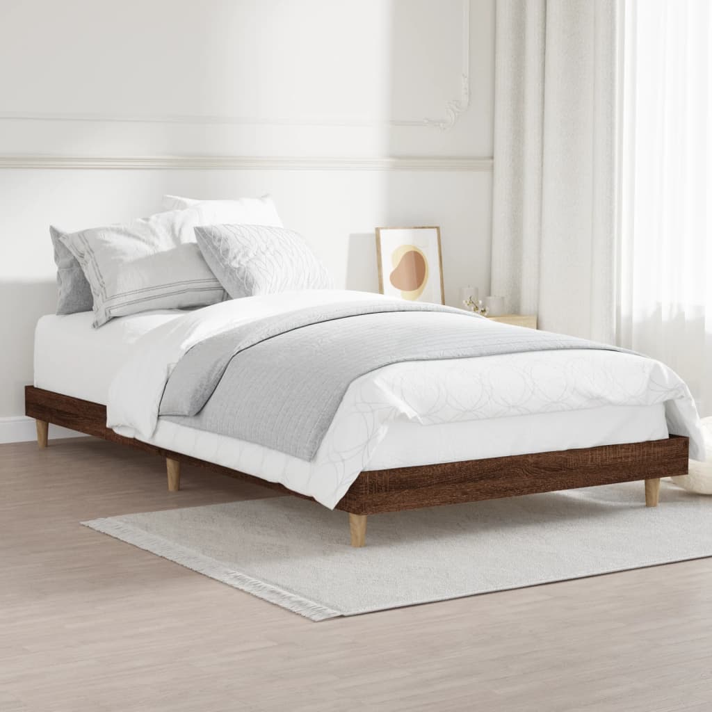 vidaXL Cadre de lit sans matelas chêne marron 90x200cm bois ingénierie