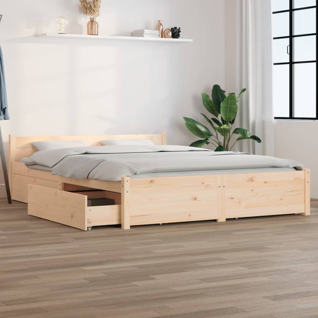 vidaXL Cadre de lit avec tiroirs 150x200 cm Très grand