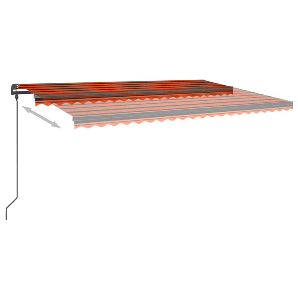 vidaXL Auvent manuel rétractable avec LED 5x3 m Orange et marron