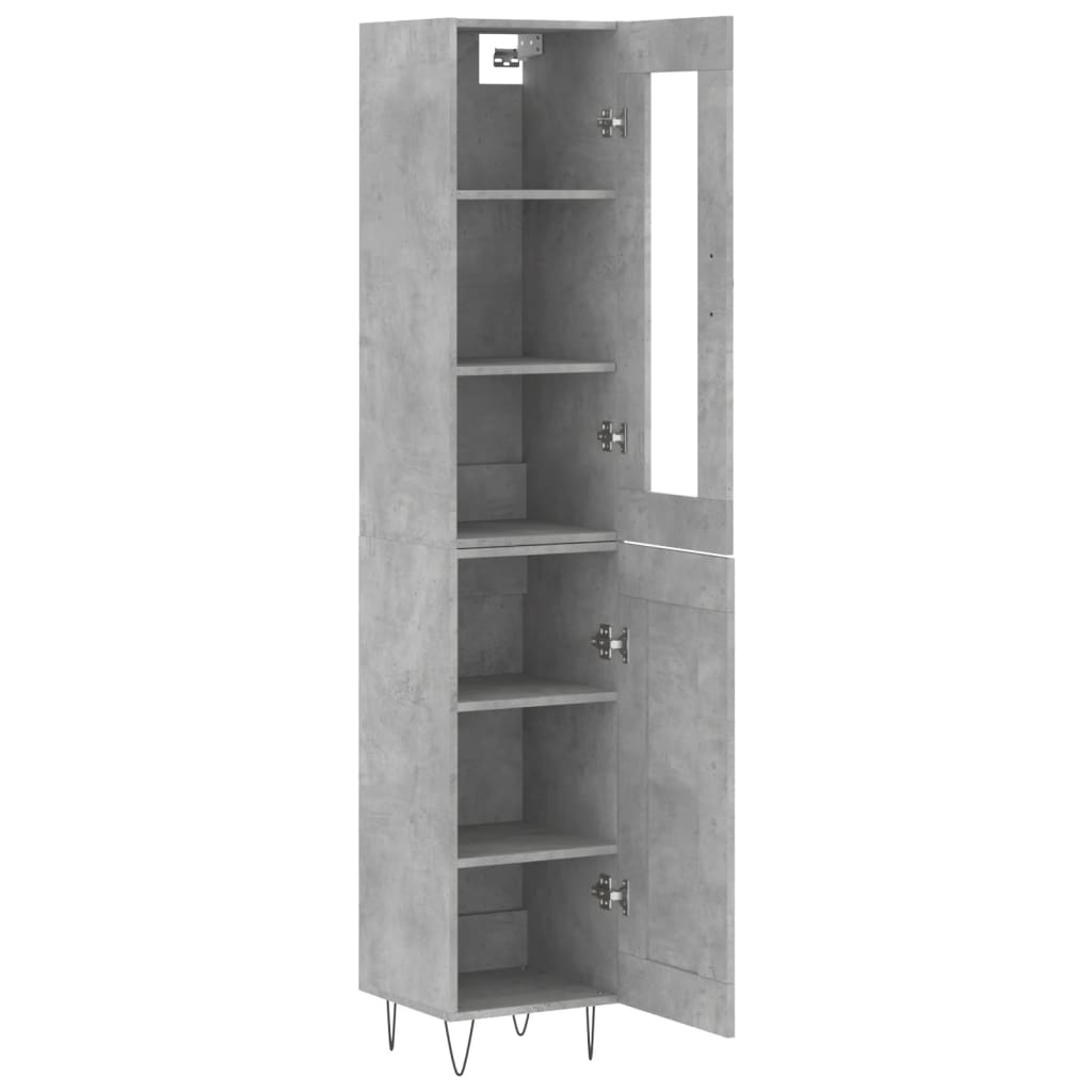 vidaXL Buffet haut Gris béton 34,5x34x180 cm Bois d'ingénierie