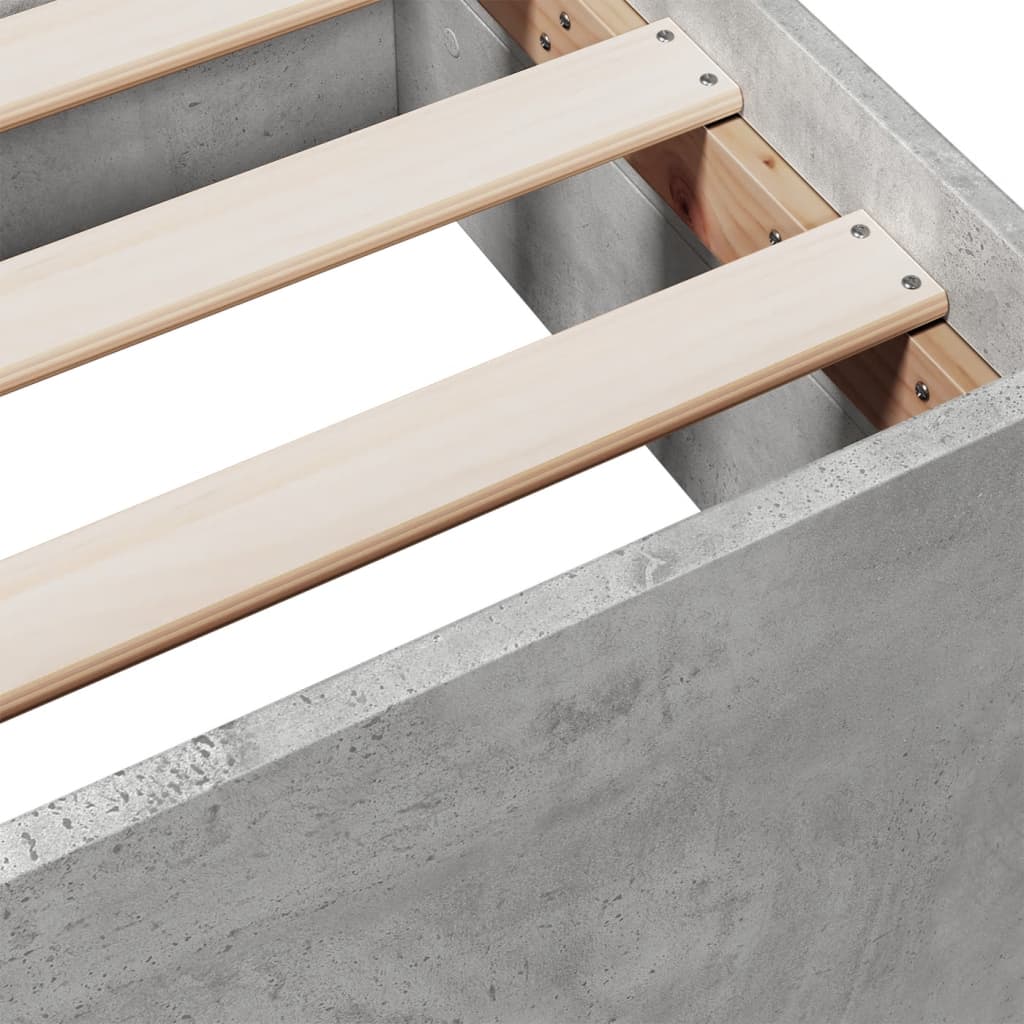 vidaXL Cadre de lit et tiroirs gris béton 140x200 cm bois d'ingénierie