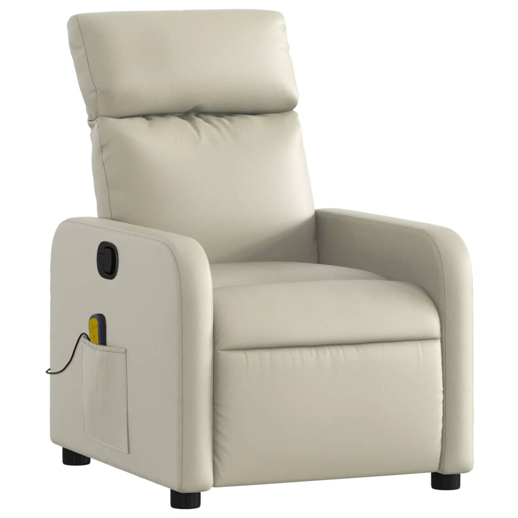 vidaXL Fauteuil inclinable de massage Crème Similicuir