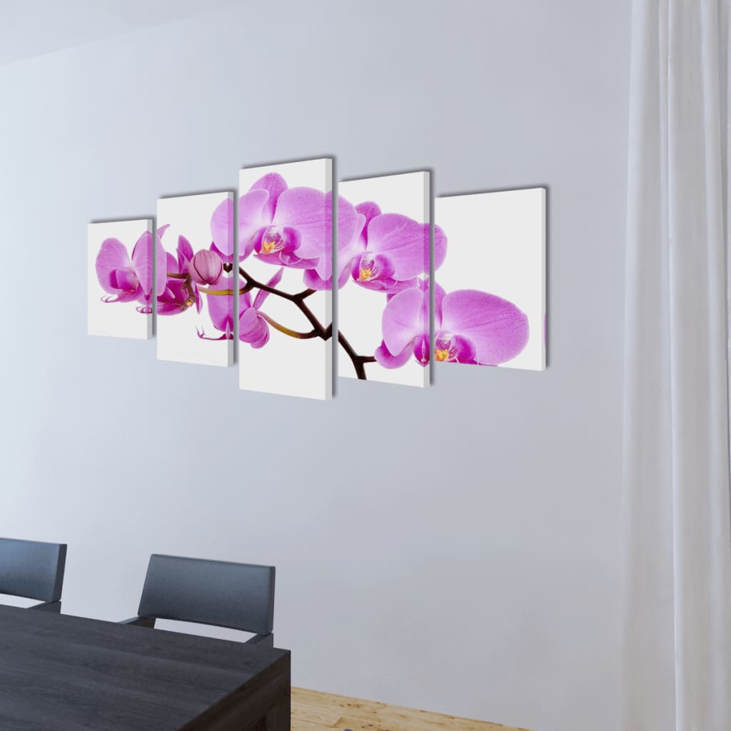 Set de toiles murales imprimées Orchidée 100 x 50 cm