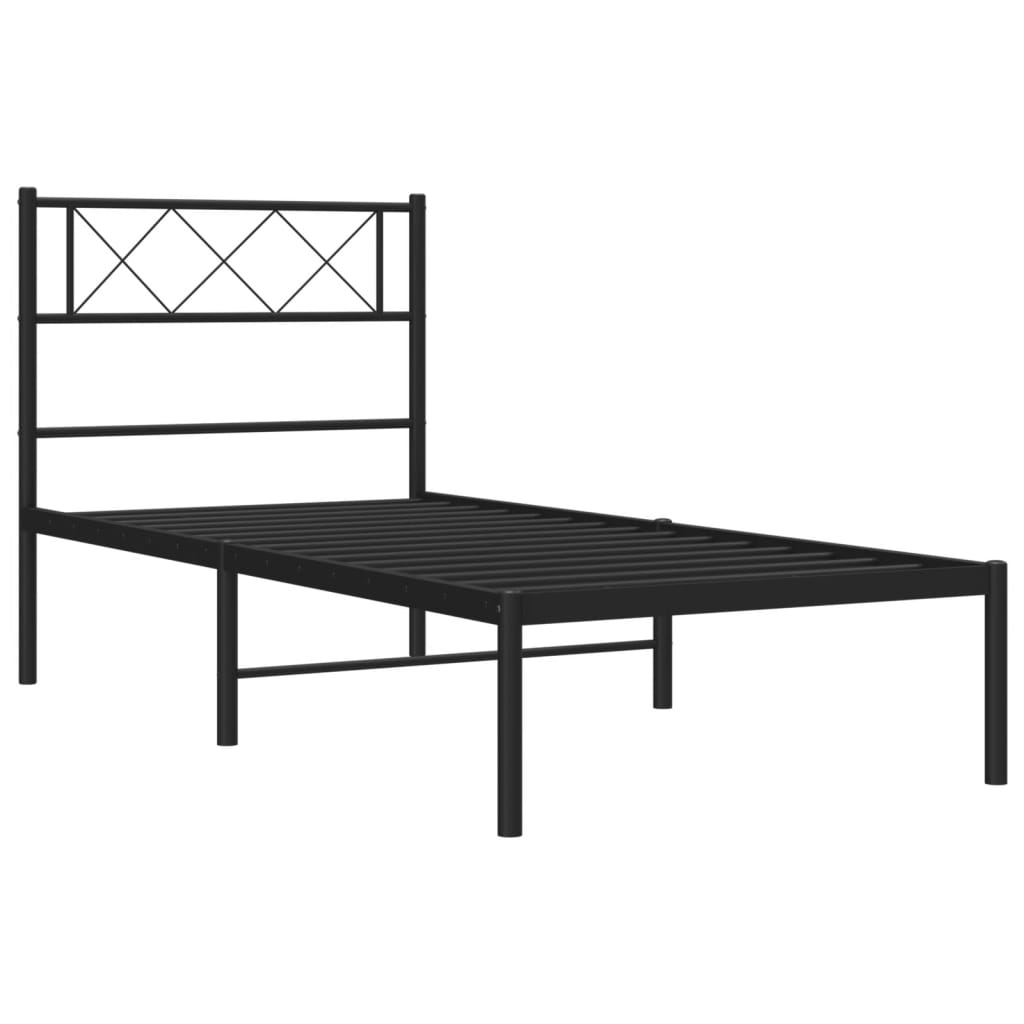 vidaXL Cadre de lit métal sans matelas avec tête de lit noir 100x190cm