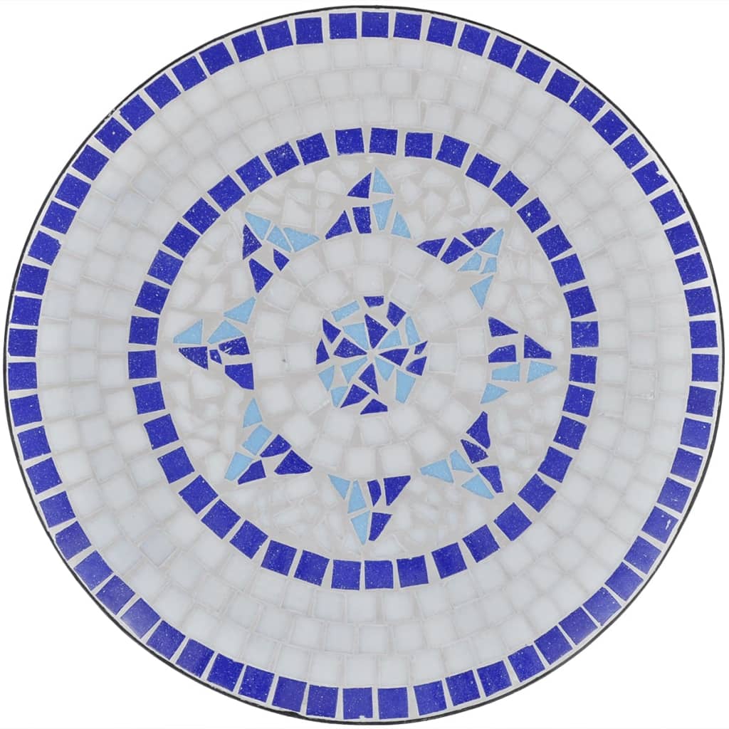 vidaXL Table de bistro Bleu et blanc 60 cm Mosaïque
