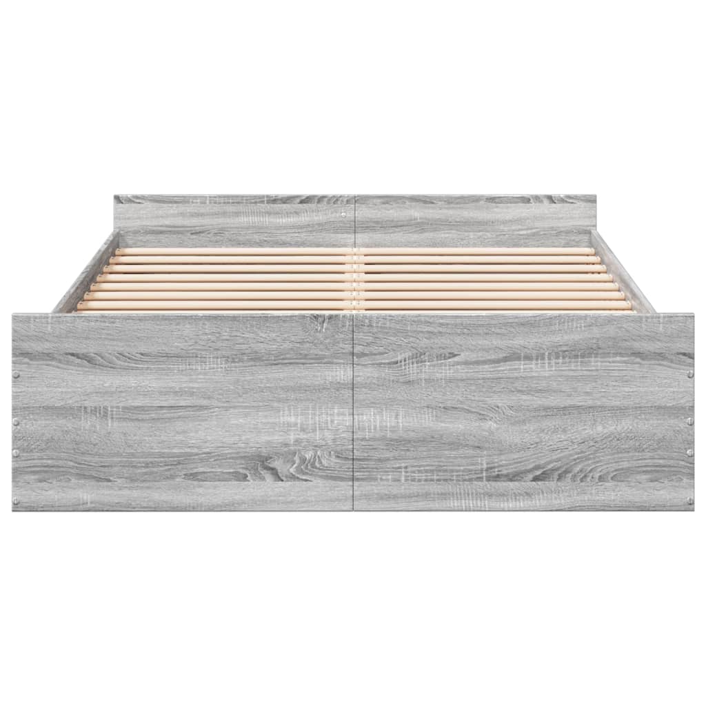 vidaXL Cadre de lit avec tiroirs sans matelas sonoma gris 140x190 cm