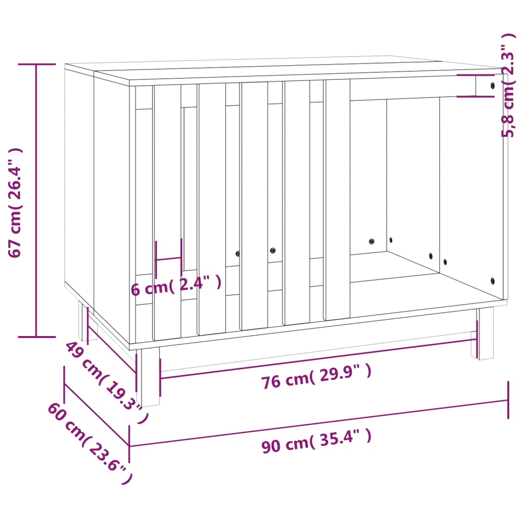 vidaXL Niche pour chien Blanc 90x60x67 cm Bois de pin massif