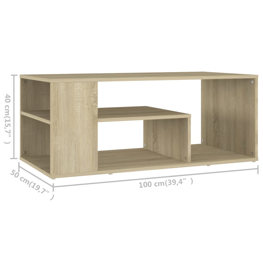 vidaXL Table basse chêne sonoma 100x50x40 cm bois d'ingénierie