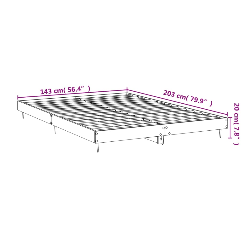 vidaXL Cadre de lit sans matelas chêne fumé 140x200 cm bois ingénierie