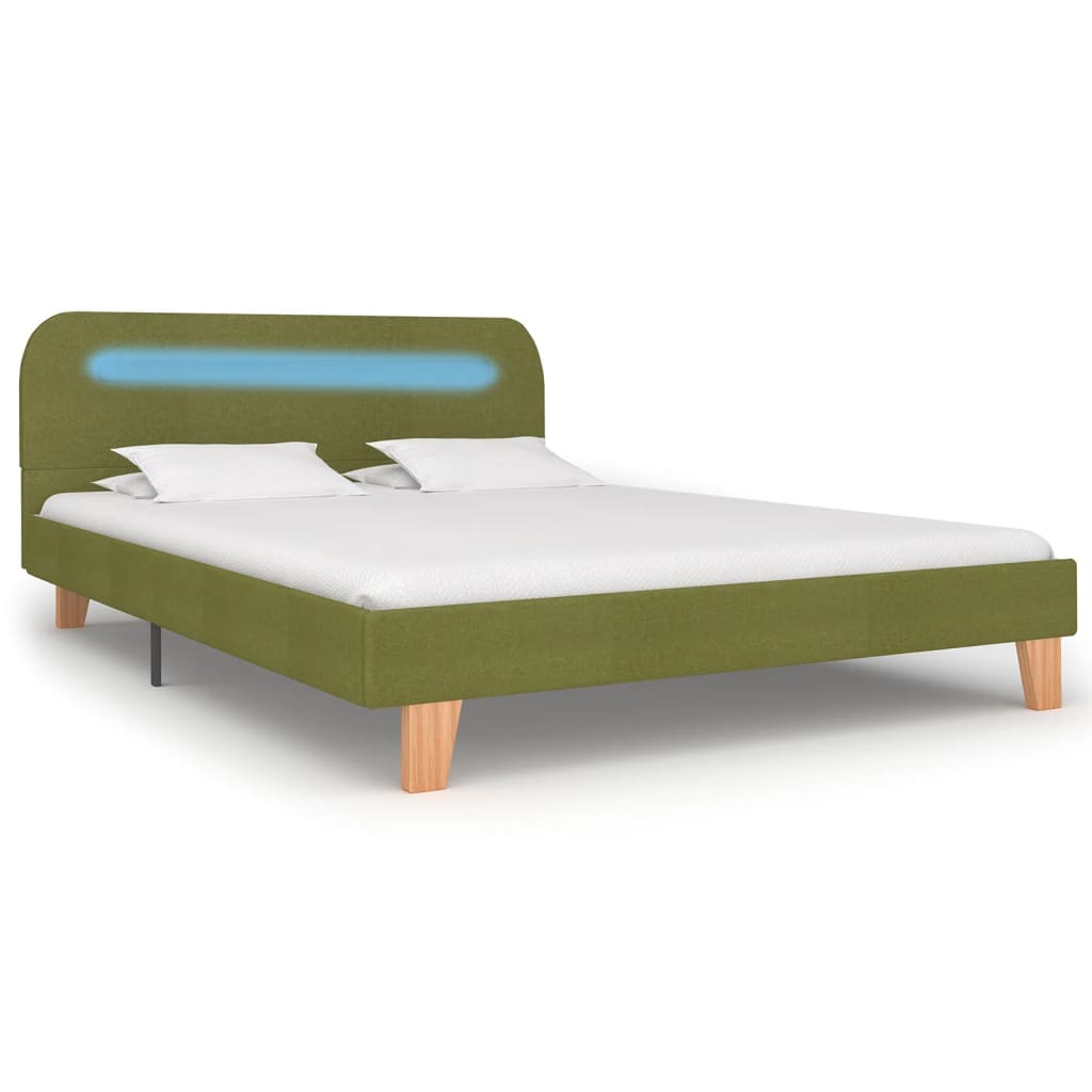 vidaXL Cadre de lit avec LED sans matelas vert tissu 140x200 cm