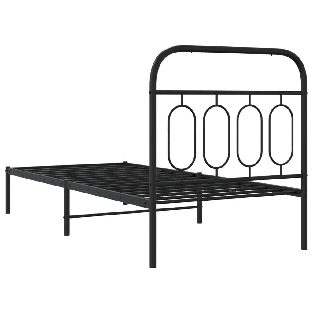 vidaXL Cadre de lit métal sans matelas avec tête de lit noir 90x190 cm