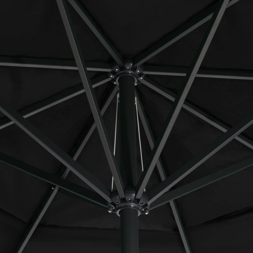 vidaXL Parasol d'extérieur avec mât en aluminium 600 cm Noir