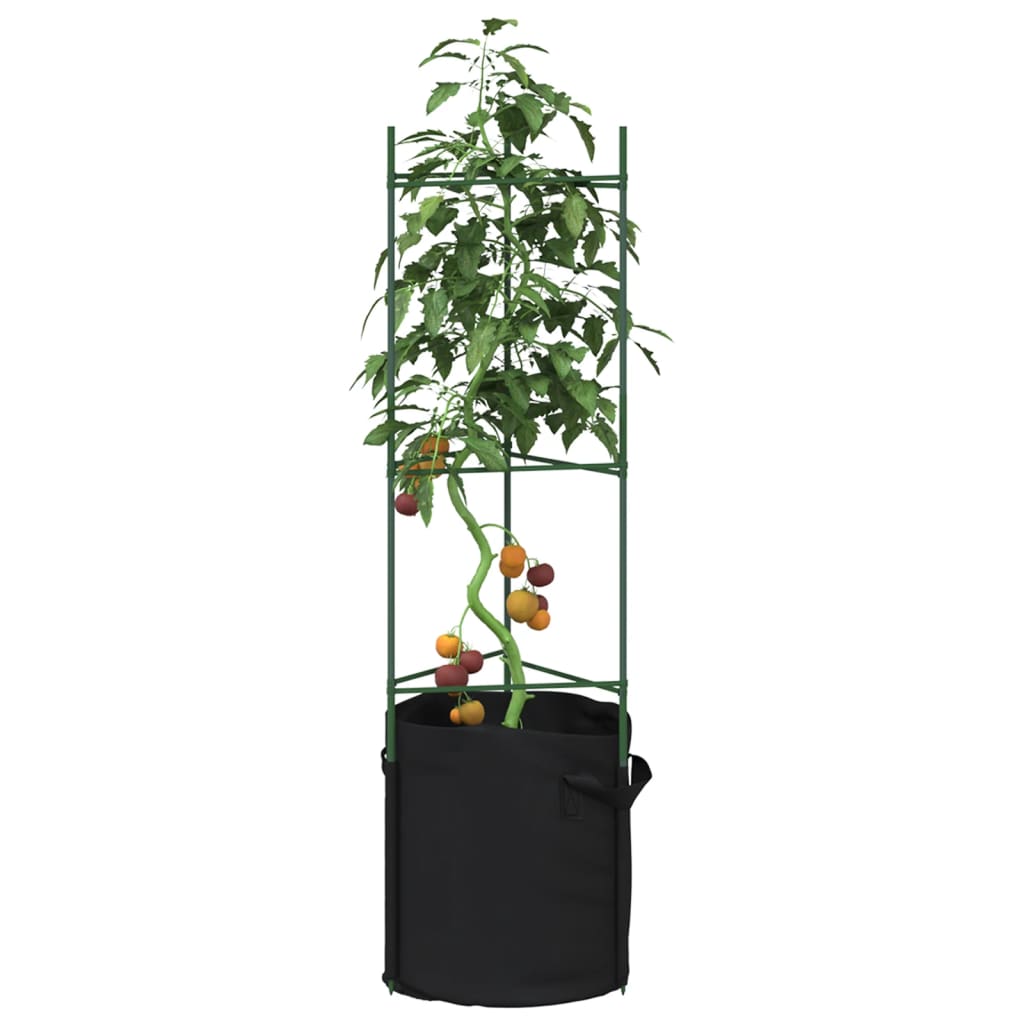 vidaXL Cage à tomates avec sac à plantes 2 pcs 116 cm acier et PP