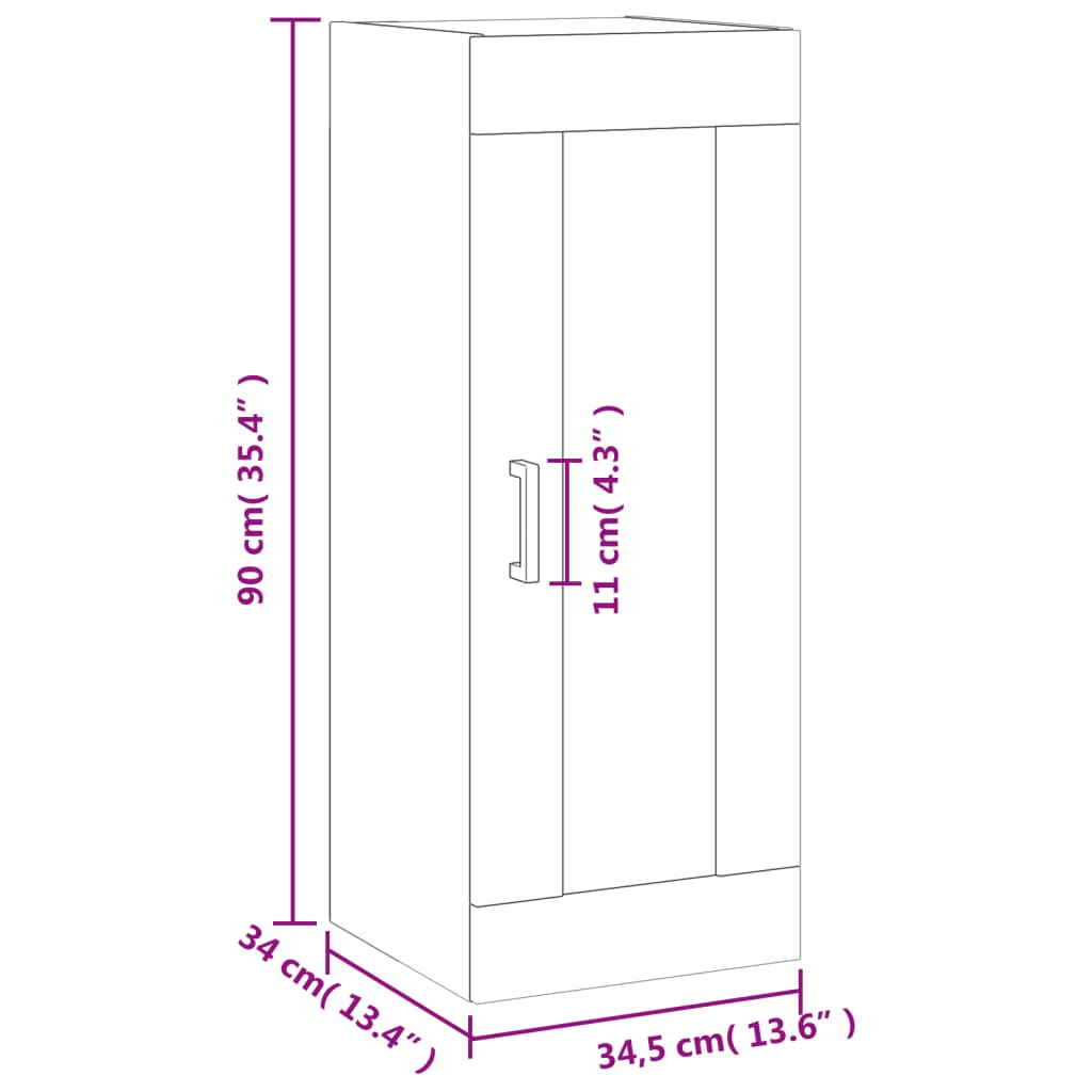 vidaXL Armoire murale noir 34,5x34x90 cm