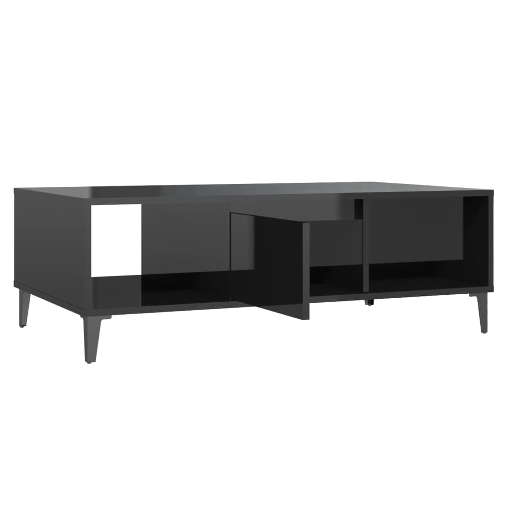 vidaXL Table basse Noir brillant 103,5x60x35 cm Aggloméré
