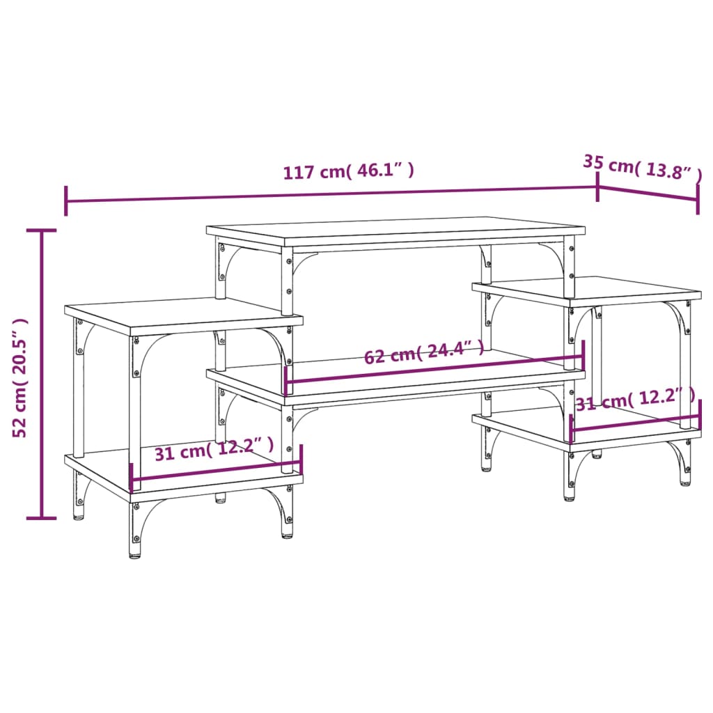 vidaXL Meuble TV chêne sonoma 117x35x52 cm bois d'ingénierie