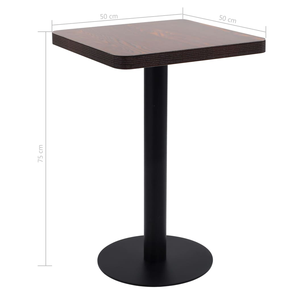 vidaXL Table de bistro Marron foncé 50x50 cm MDF