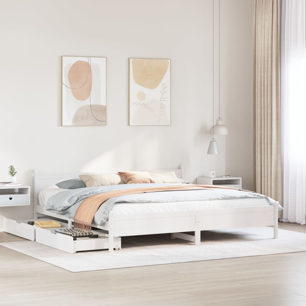 vidaXL Cadre de lit sans matelas blanc 180x200 cm bois massif de pin