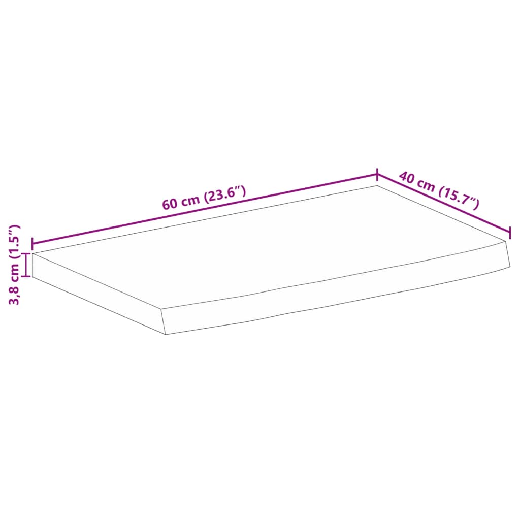 vidaXL Dessus de table à bord vivant 60x40x3,8 cm bois massif manguier