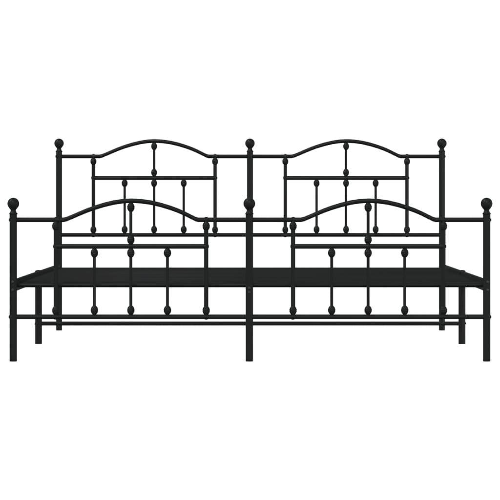 vidaXL Cadre de lit métal sans matelas avec pied de lit noir 200x200cm