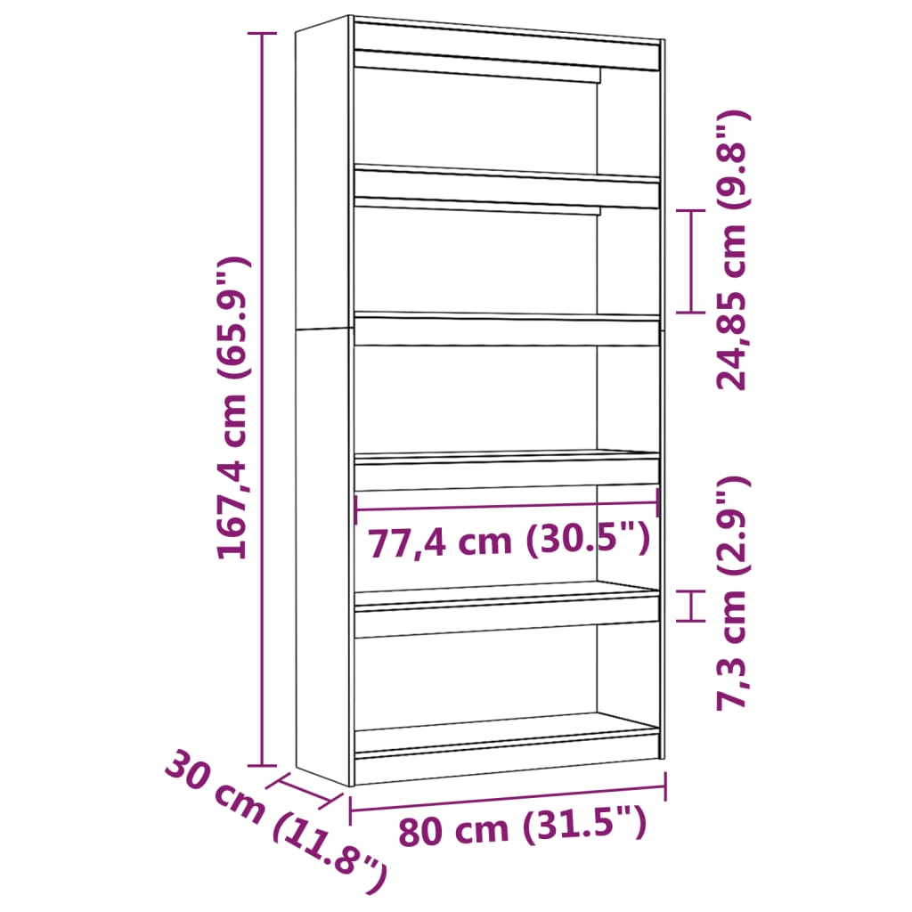 vidaXL Bibliothèque/Séparateur de pièce 80x30x167,4 cm Bois de pin