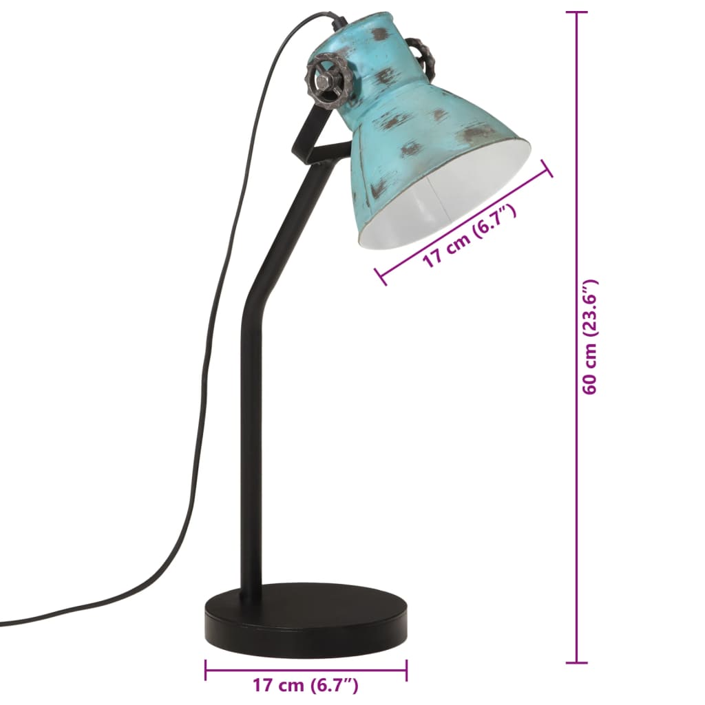 vidaXL Lampe de bureau 25 W bleu délavé 17x17x60 cm E27