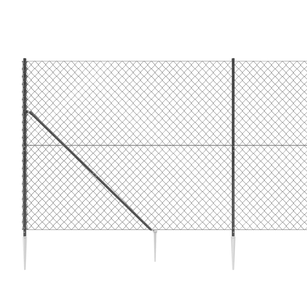 vidaXL Clôture à mailles losangées avec ancrage anthracite 1,6x25 m