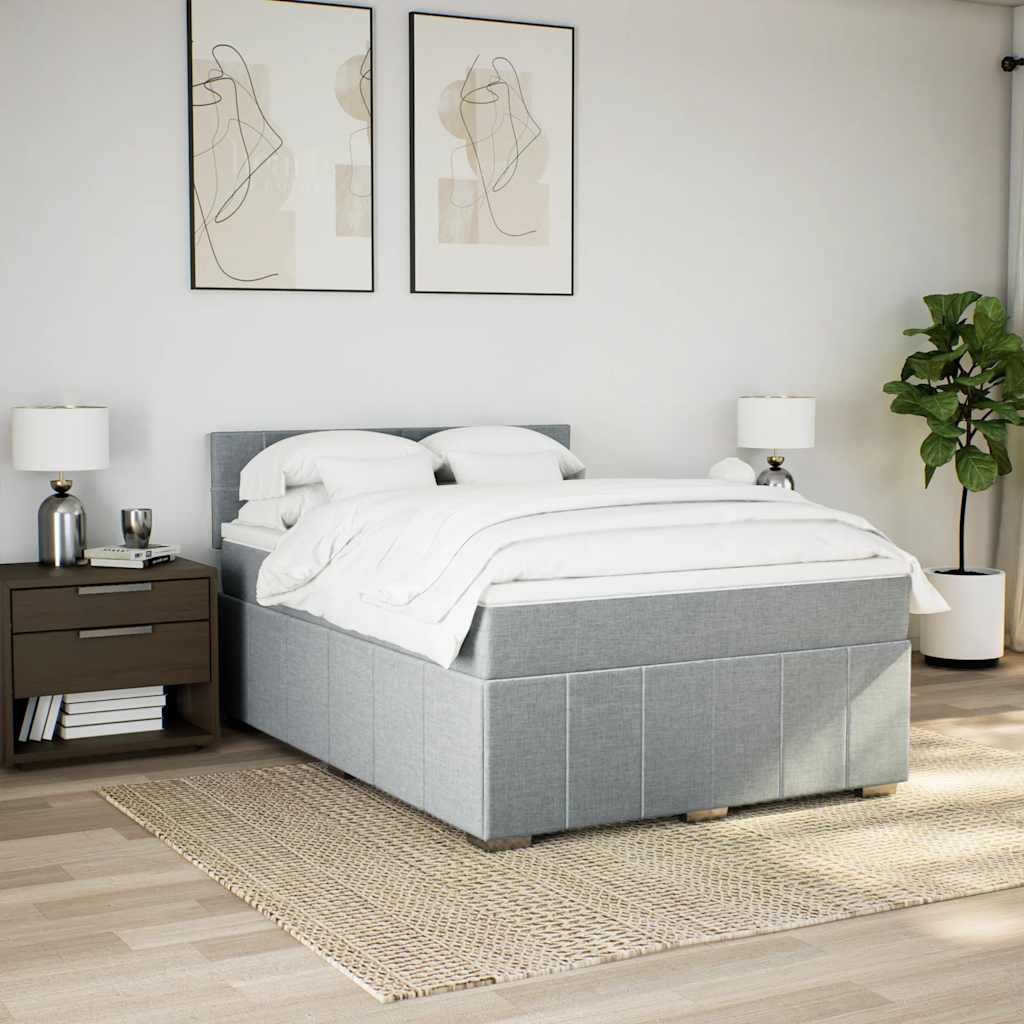 vidaXL Sommier à lattes de lit avec matelas Gris clair 140x200cm Tissu