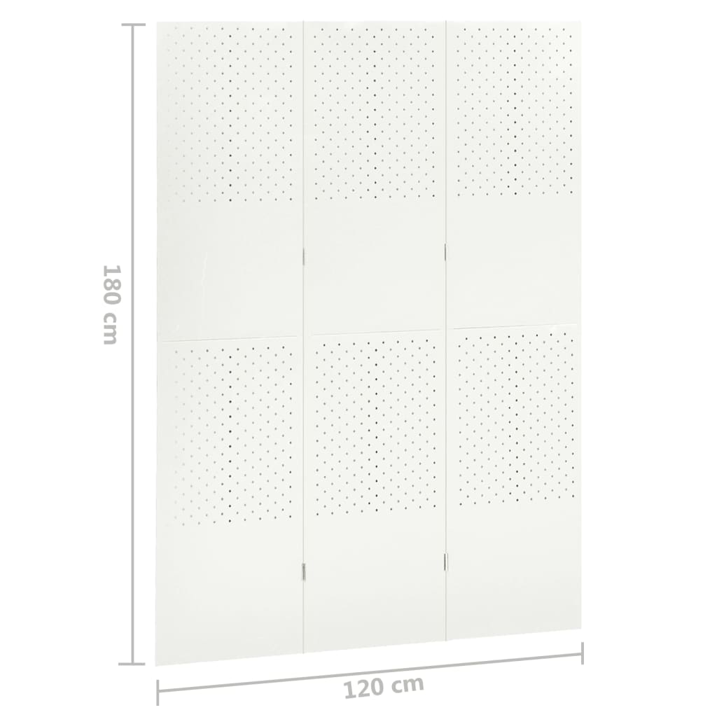 vidaXL Cloison de séparation 3 panneaux Blanc 120x180 cm Acier