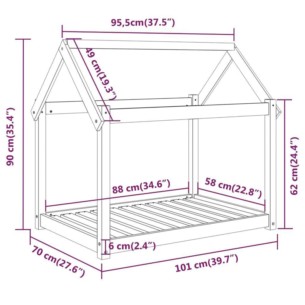 vidaXL Lit pour chien Blanc 101x70x90 cm Bois de pin solide