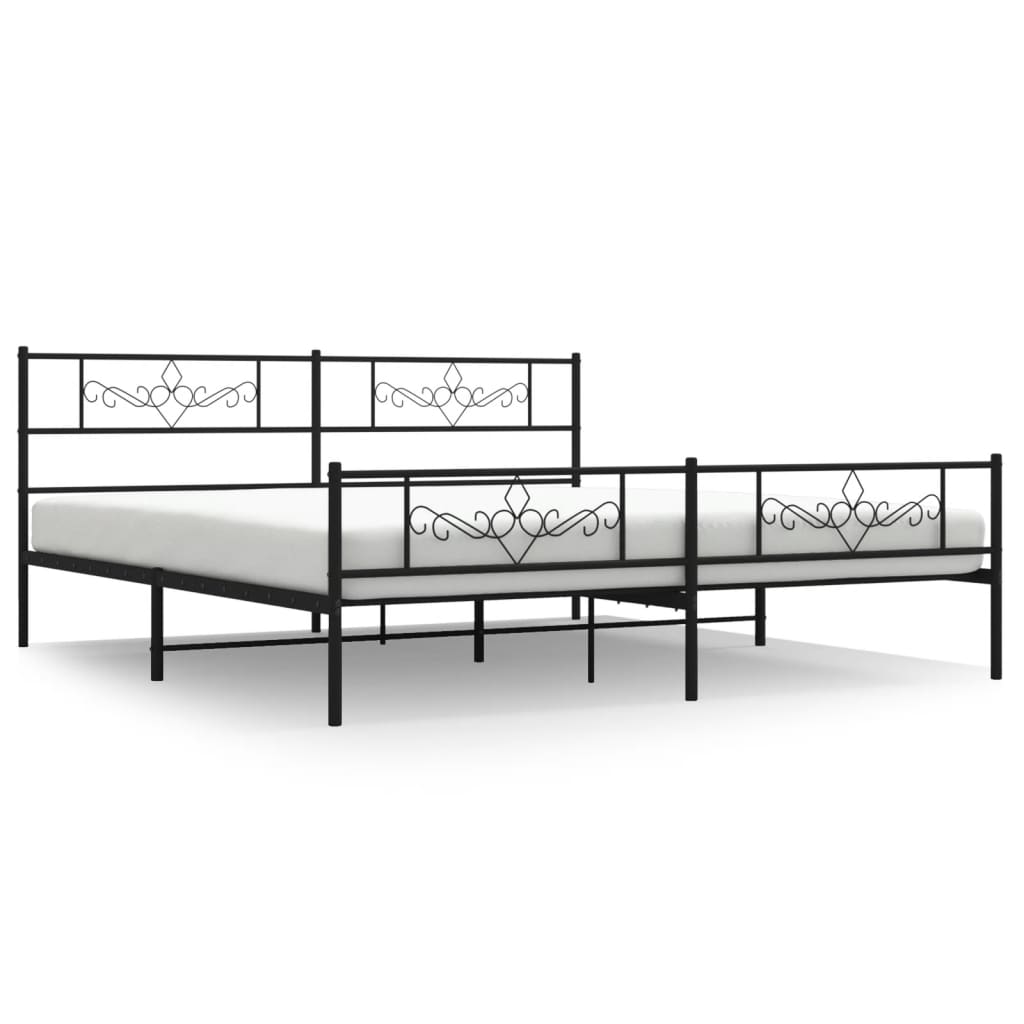 vidaXL Cadre de lit métal sans matelas avec pied de lit noir 183x213cm