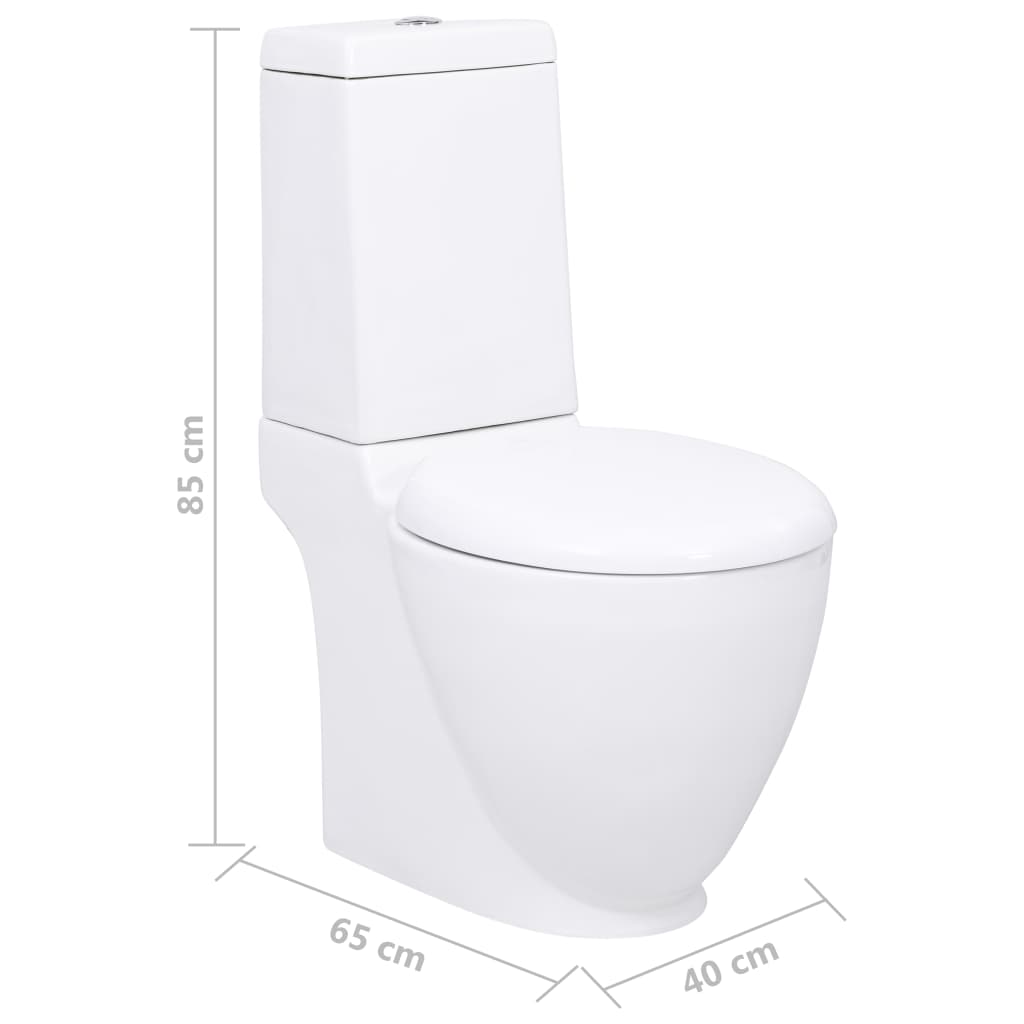 vidaXL Toilette en céramique écoulement d'eau à l'arrière blanc