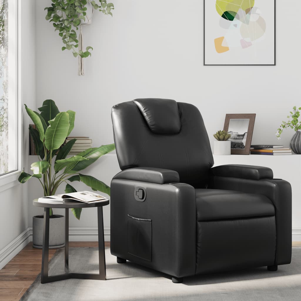 vidaXL Fauteuil inclinable Noir Similicuir