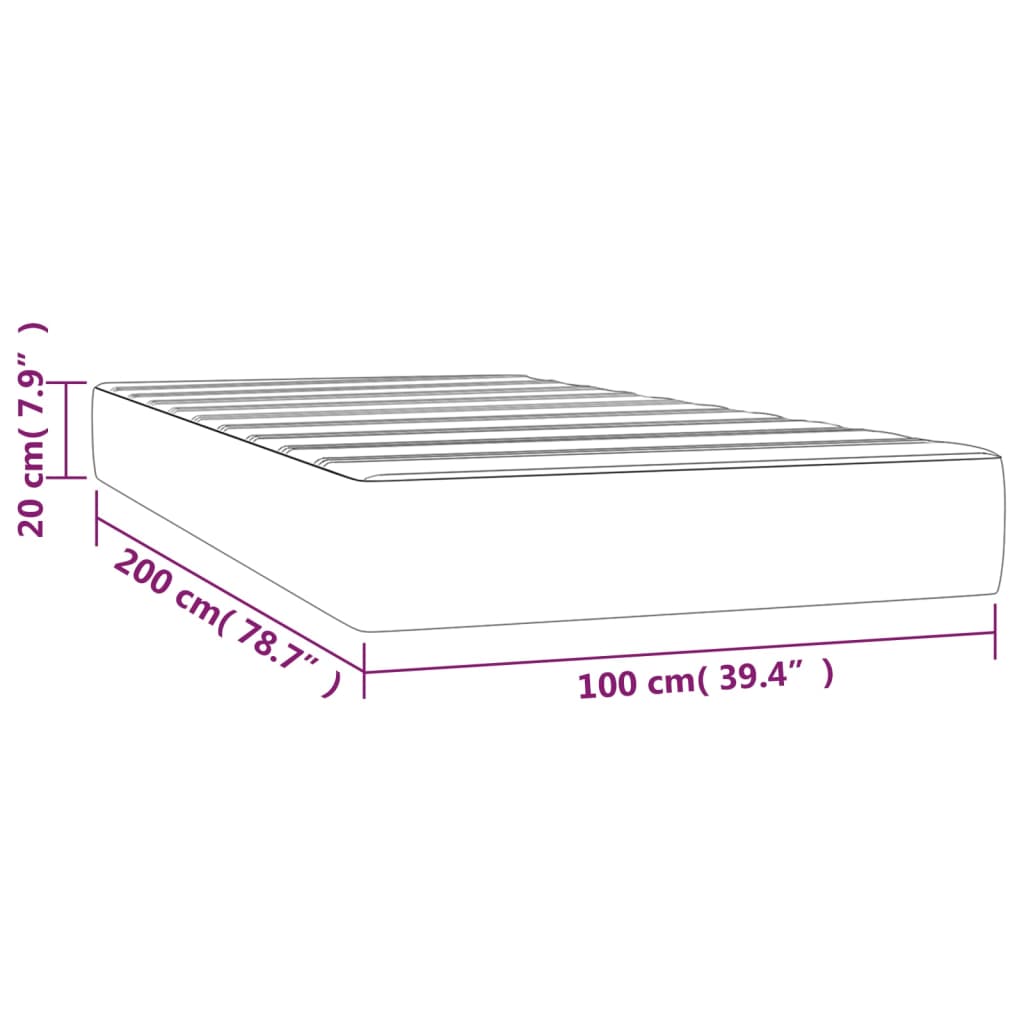 vidaXL Matelas de lit à ressorts ensachés Bleu foncé 100x200x20 cm