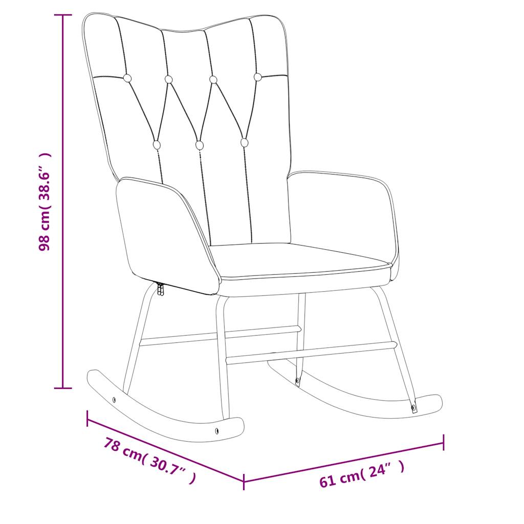 vidaXL Chaise à bascule avec repose-pied Gris foncé Tissu