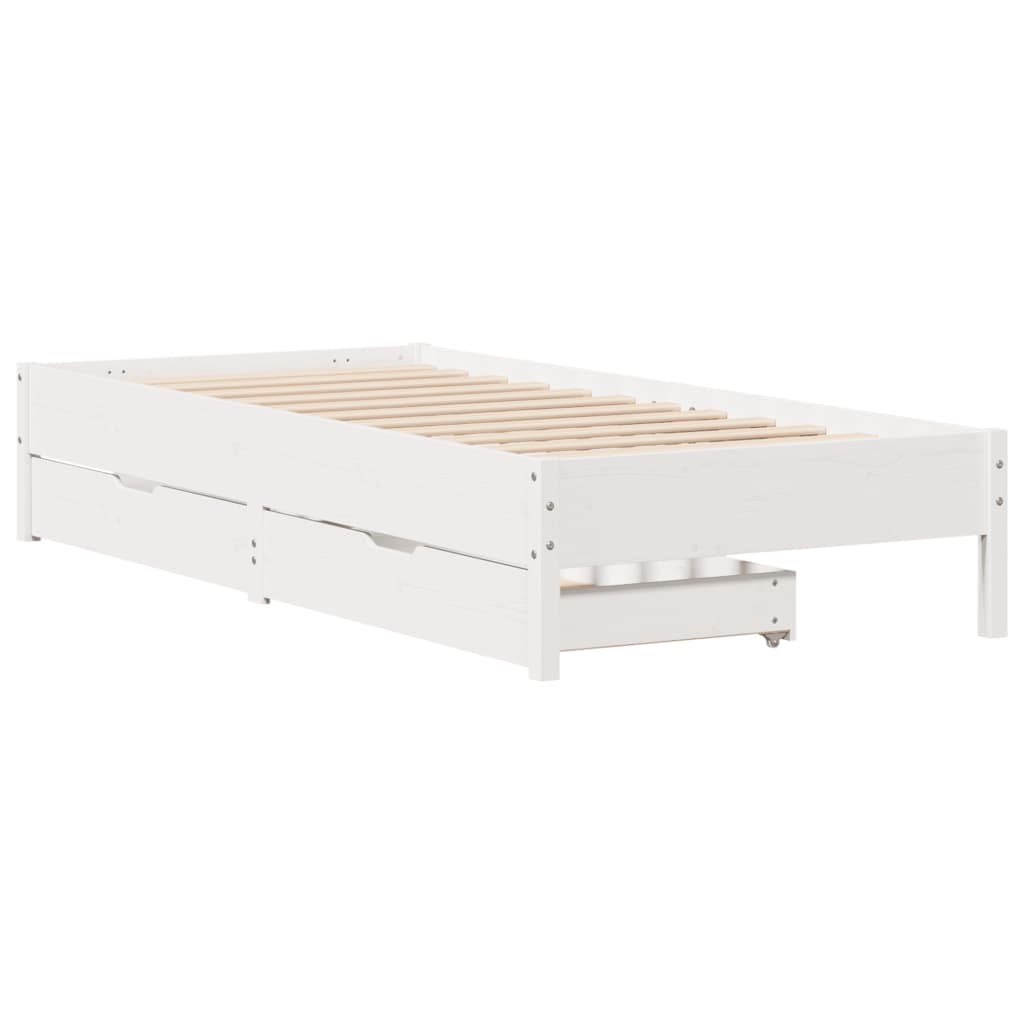 vidaXL Cadre de lit sans matelas blanc 100x200 cm bois de pin massif