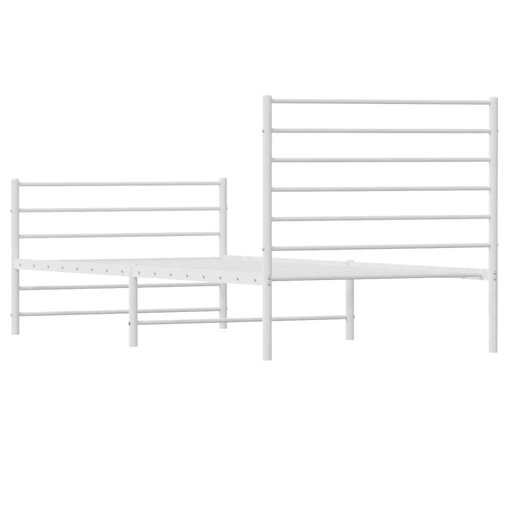 vidaXL Cadre de lit métal sans matelas et pied de lit blanc 100x200 cm