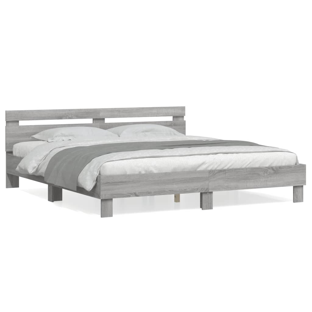 vidaXL Cadre de lit sans matelas sonoma gris 180x200 cm