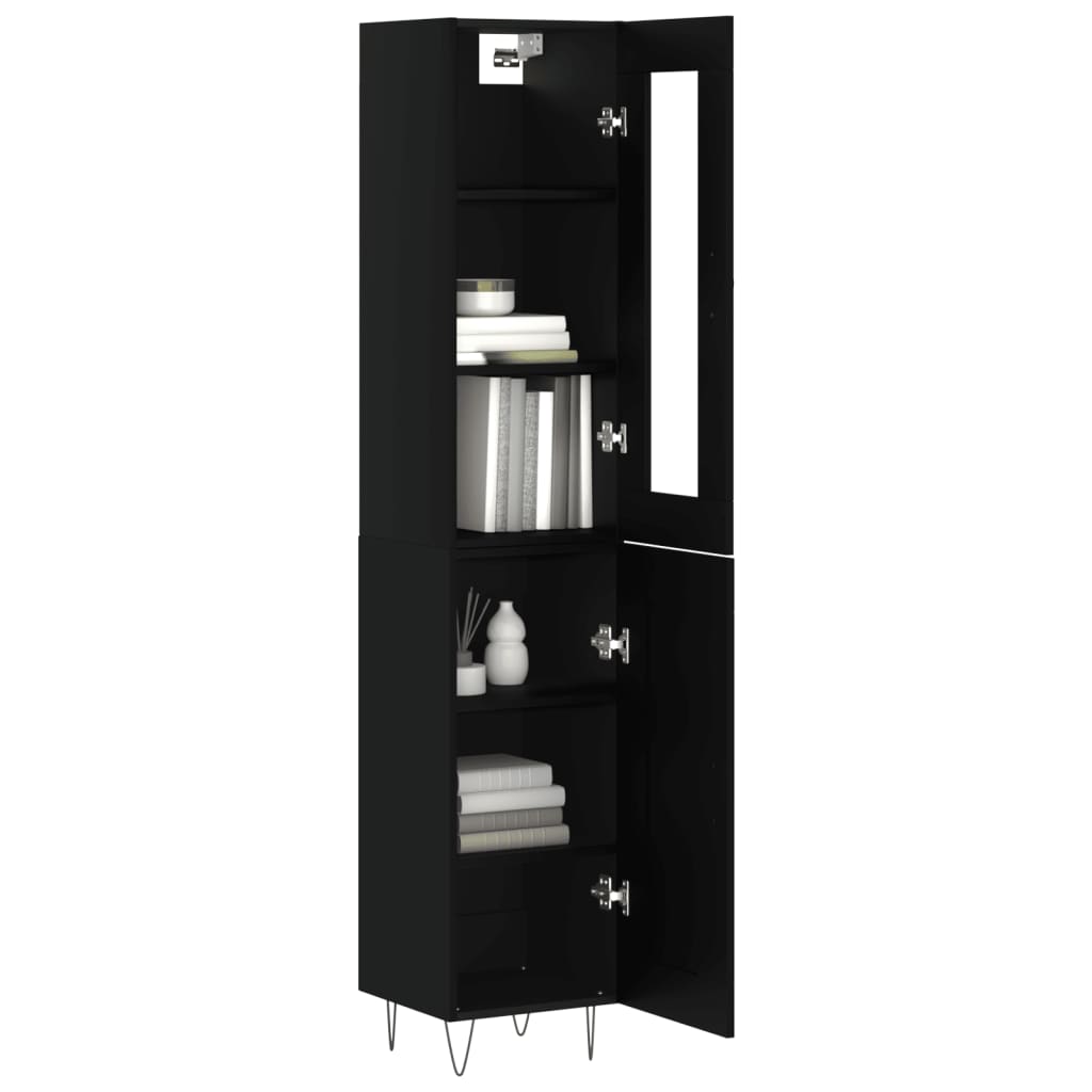 vidaXL Buffet haut Noir 34,5x34x180 cm Bois d'ingénierie