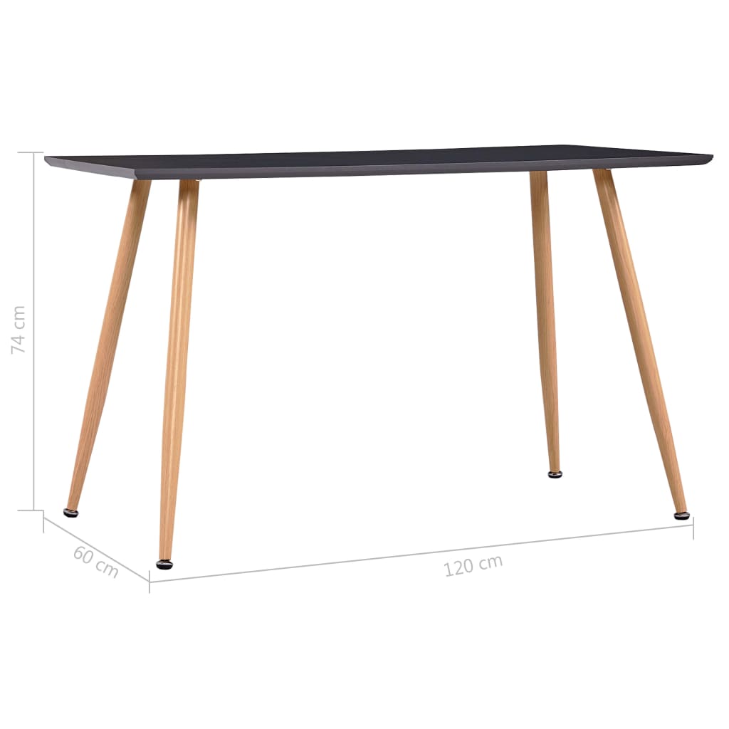 vidaXL Table de salle à manger Gris et chêne 120x60x74 cm MDF